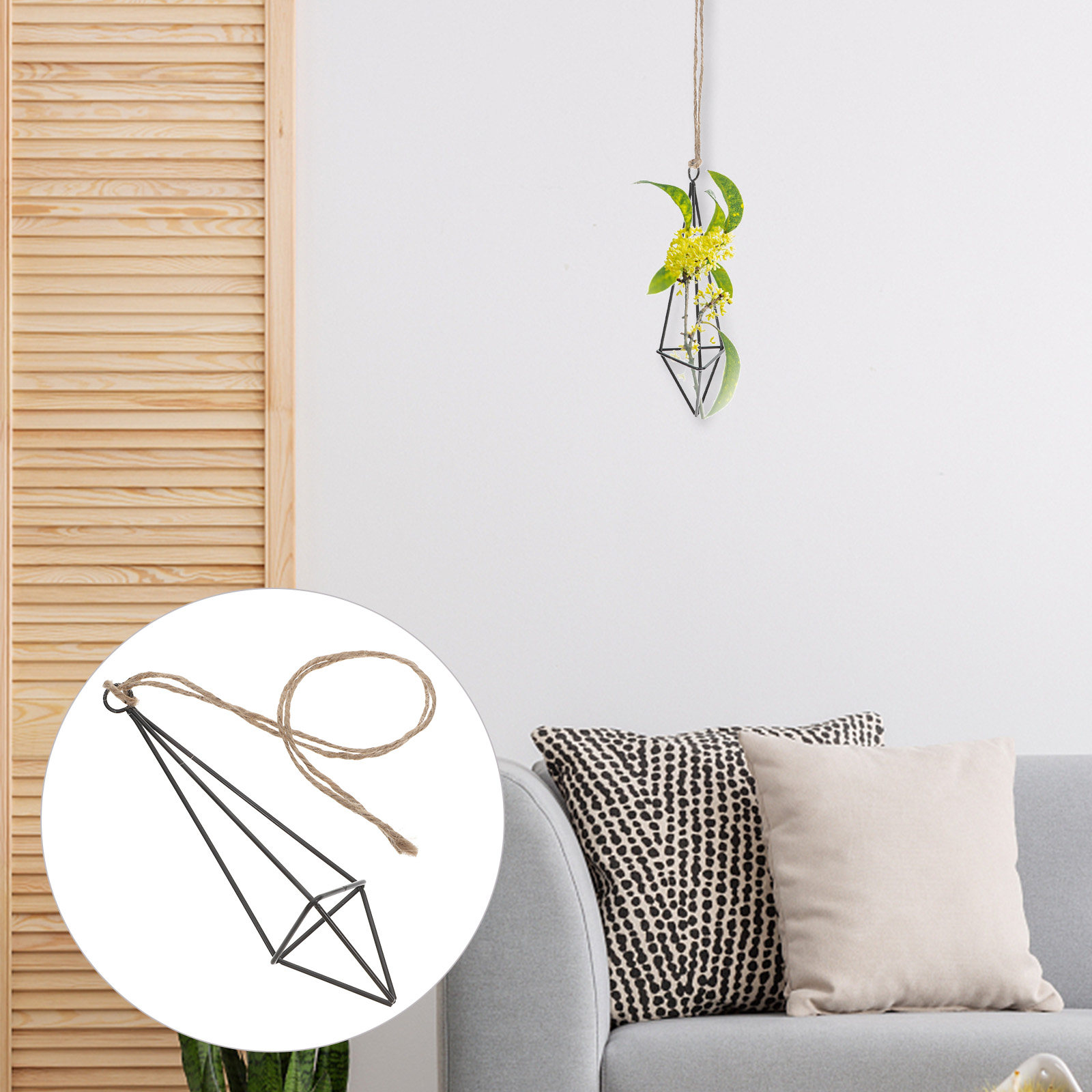 Spider Plant Hanging - 기하학적인 디자인의 철제 공예품으로 만든 공중