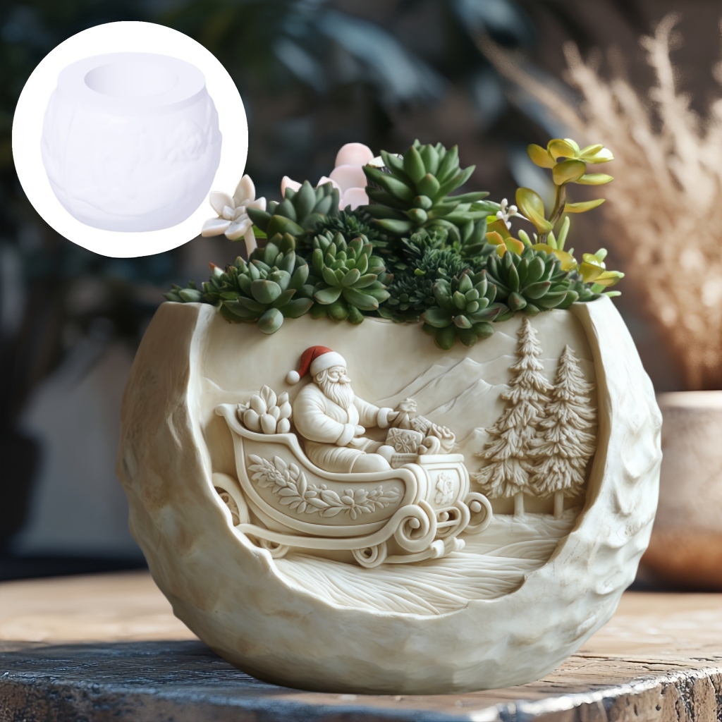 삼나무 썰매 산타클로스 릴리프 캔들 컵 석고 실리콘 몰 - Echeveria Succulent 리뷰 및 가격